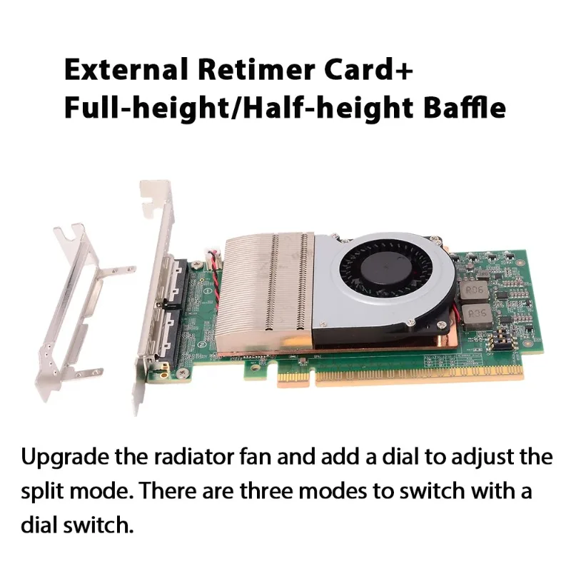 MCIO X16 X8 Retimer Adapter Card PCIe 5.0 PCIe 4.0 Expansion Card for GPU U.2 SSD Network Card Server Storage Accelerator