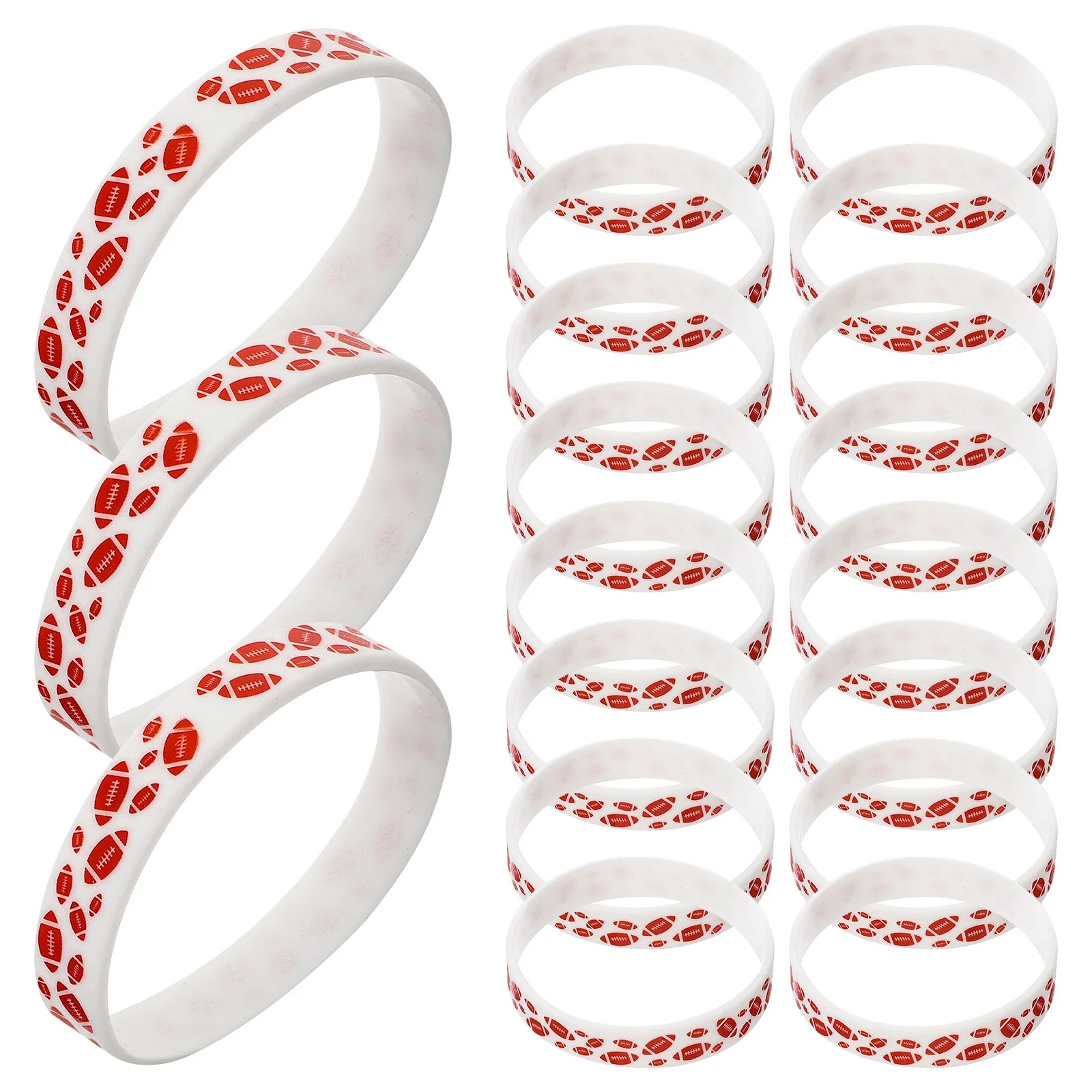

20Pcs Rugby Fan Bracelets High Elasticity Comfortable Wristbands Rugby Sports Supply Football Rubber Wristbands