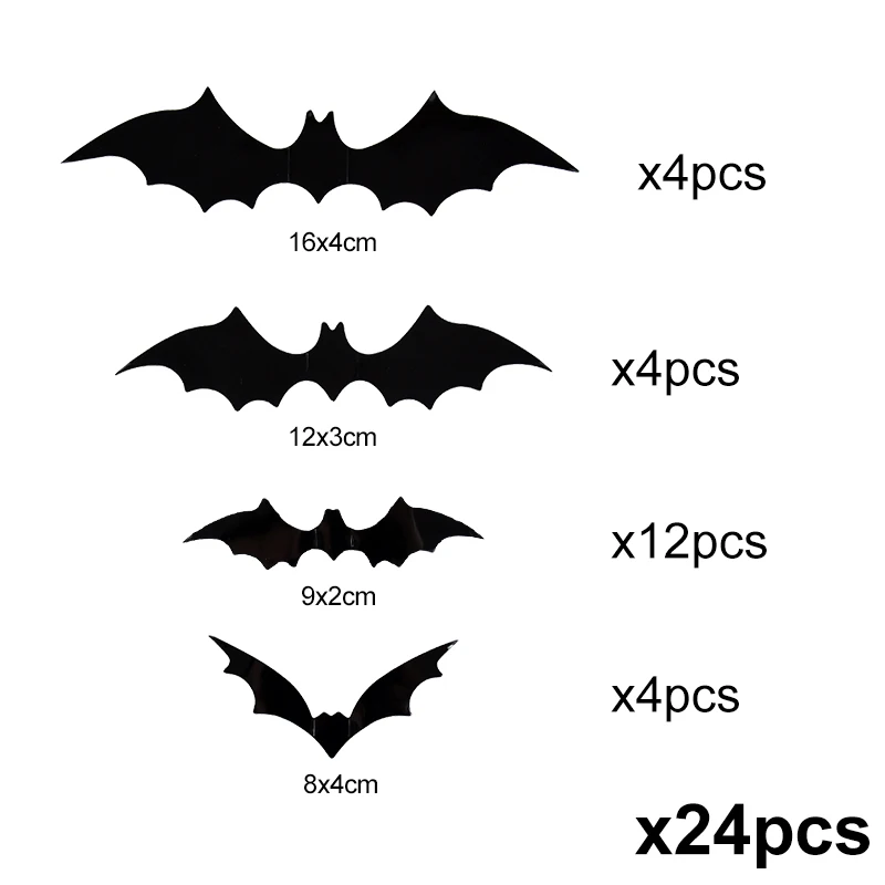 24 pcs 3D black bat wall stickers Halloween decoration