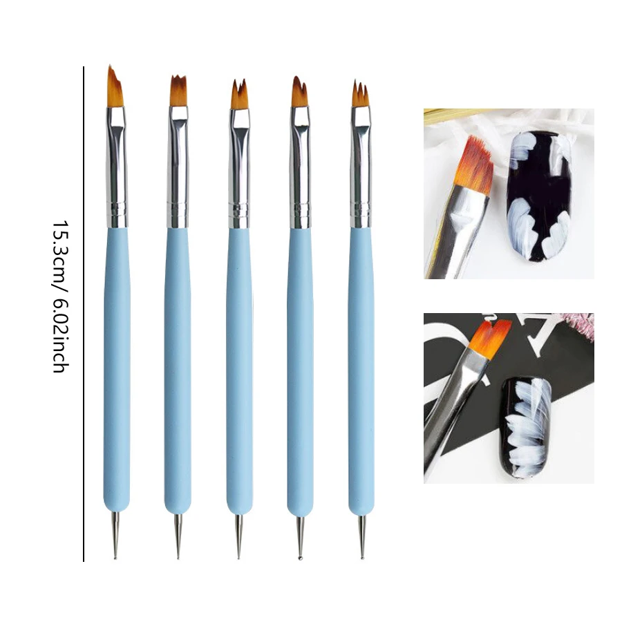 Nail Art Pinsel Set, Dual-Ended Dotting Pen Zeichnung Schnitzen Marmor Nagelstift Flat Liner für Acryl Gel Polish Maniküre – Detail 13