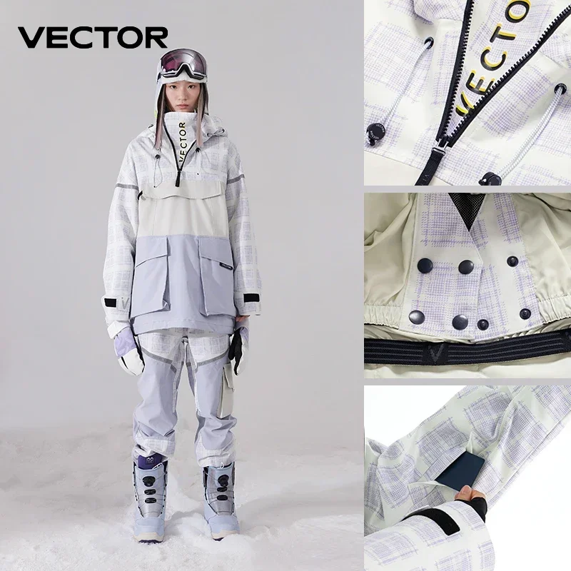 VECTOR Ski Suit Set Women Man Winter Women Jackets and Pants Warm Waterproof Women Jackets Pants Outdoor Ski Bike Camping