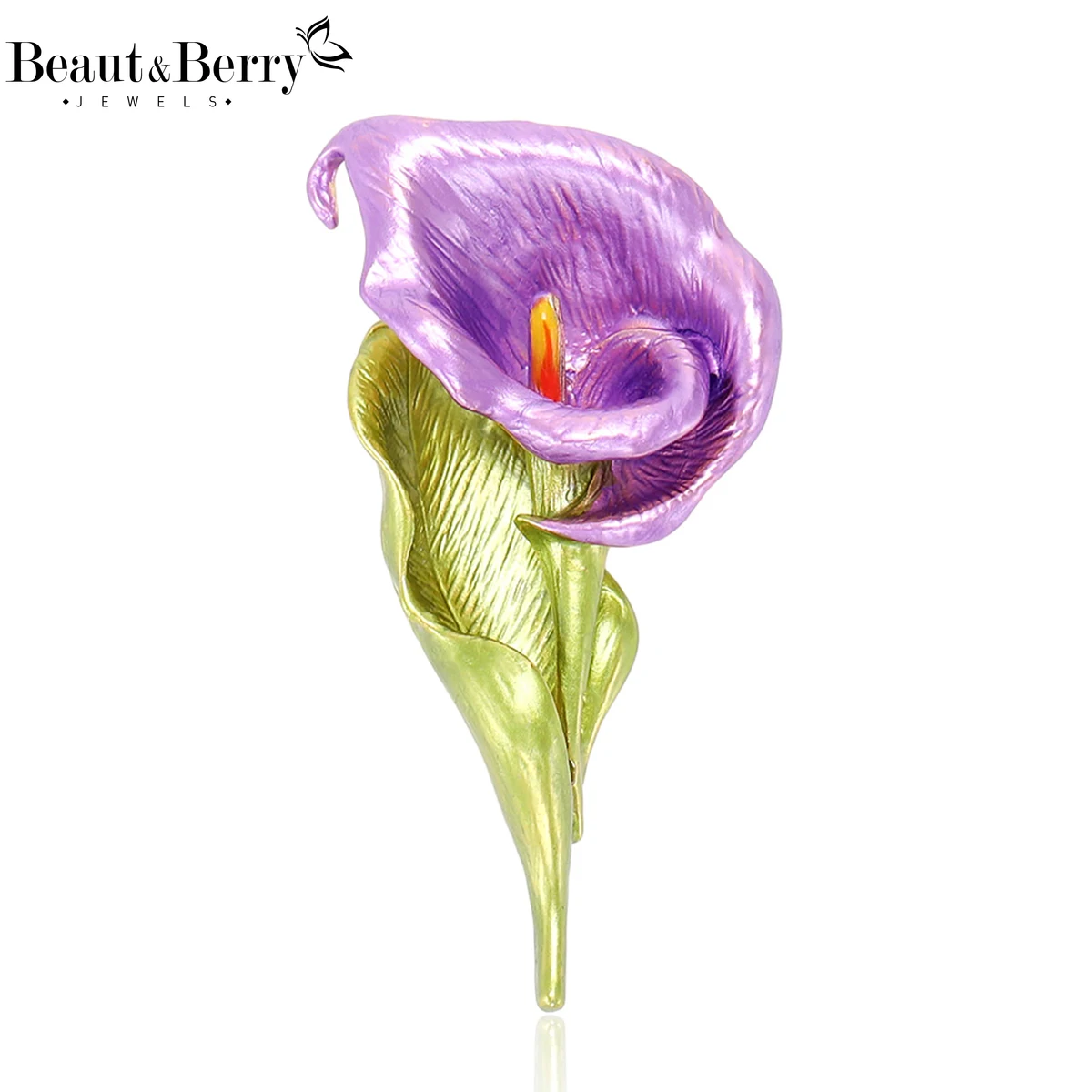 Beaut&Berry Luxury Enamel Calla Lily Brooches for Women Unisex Plant Pins Casual Party Jewelry Accessories Gifts Decoration