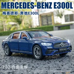 1:32 Mercedes-Benz E300L Toy Car Model Diecast Alloy Metal Miniature Sound & Light Pull Back Collection Gift For Boy Kids A614