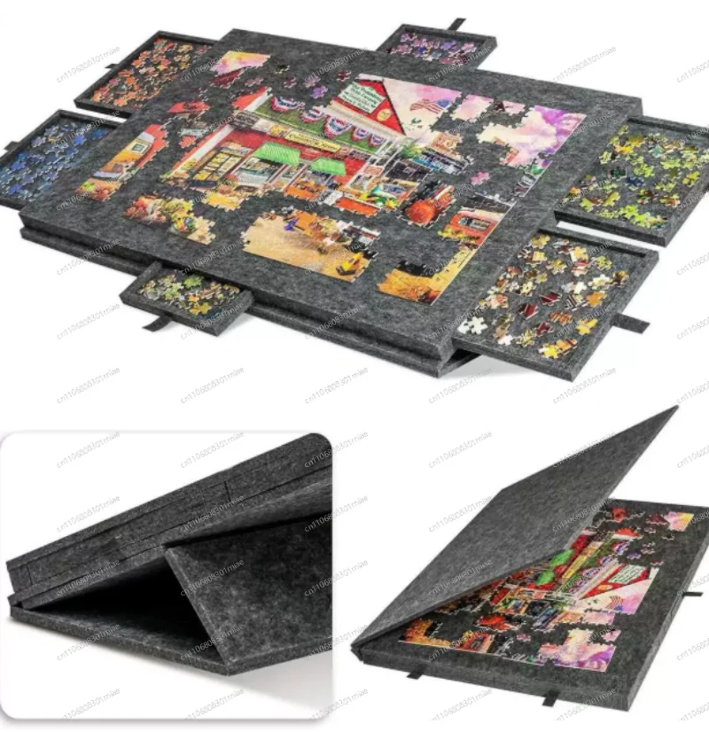 Children's Puzzle Table Board with Stand Cover 6 Drawers Portable Puzzle Sorting Board