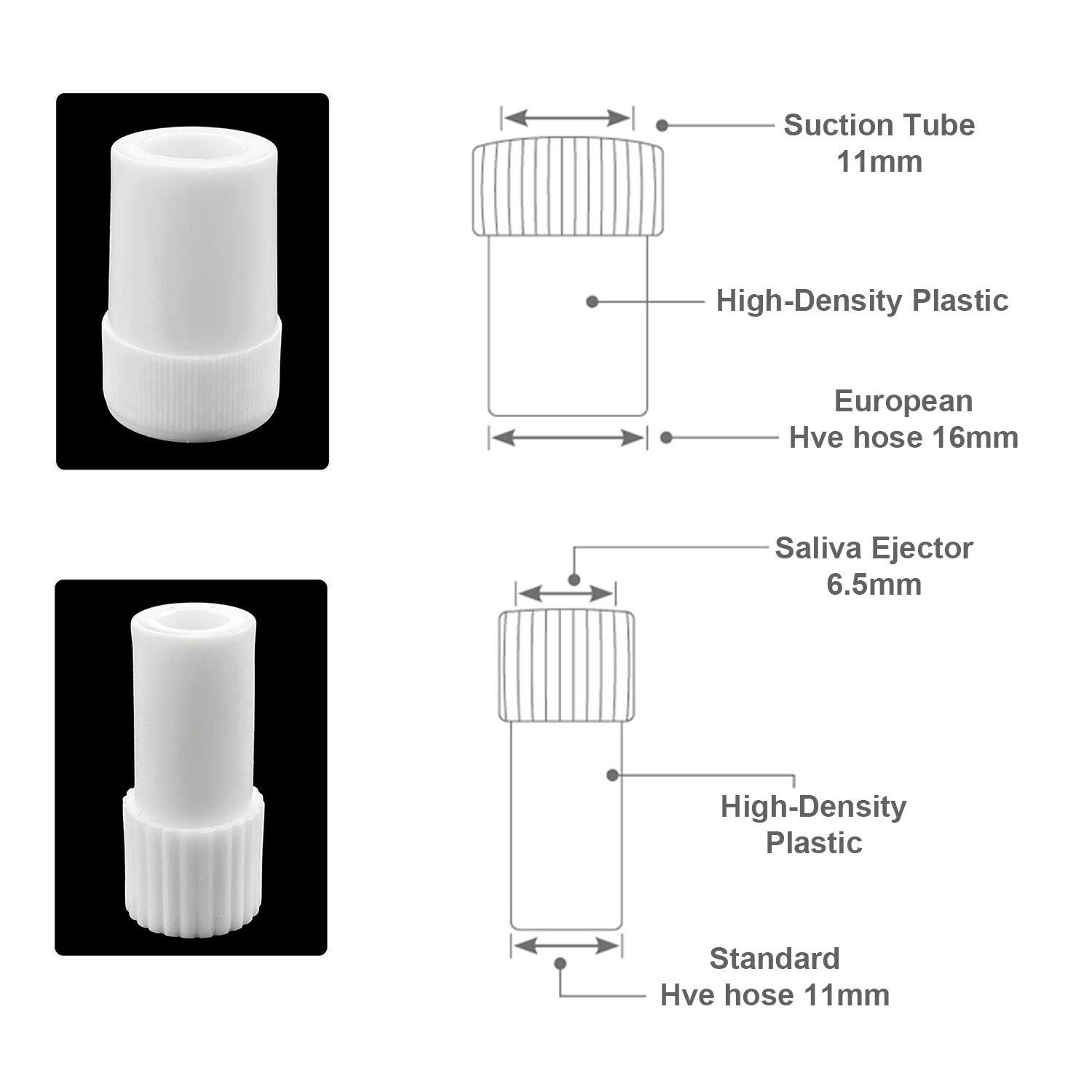 2pcs Dental Suction Tube Adapter Saliva Rotary Ejector Converter Autoclaved Suitable For Dentist Disposable Surgical Equipment