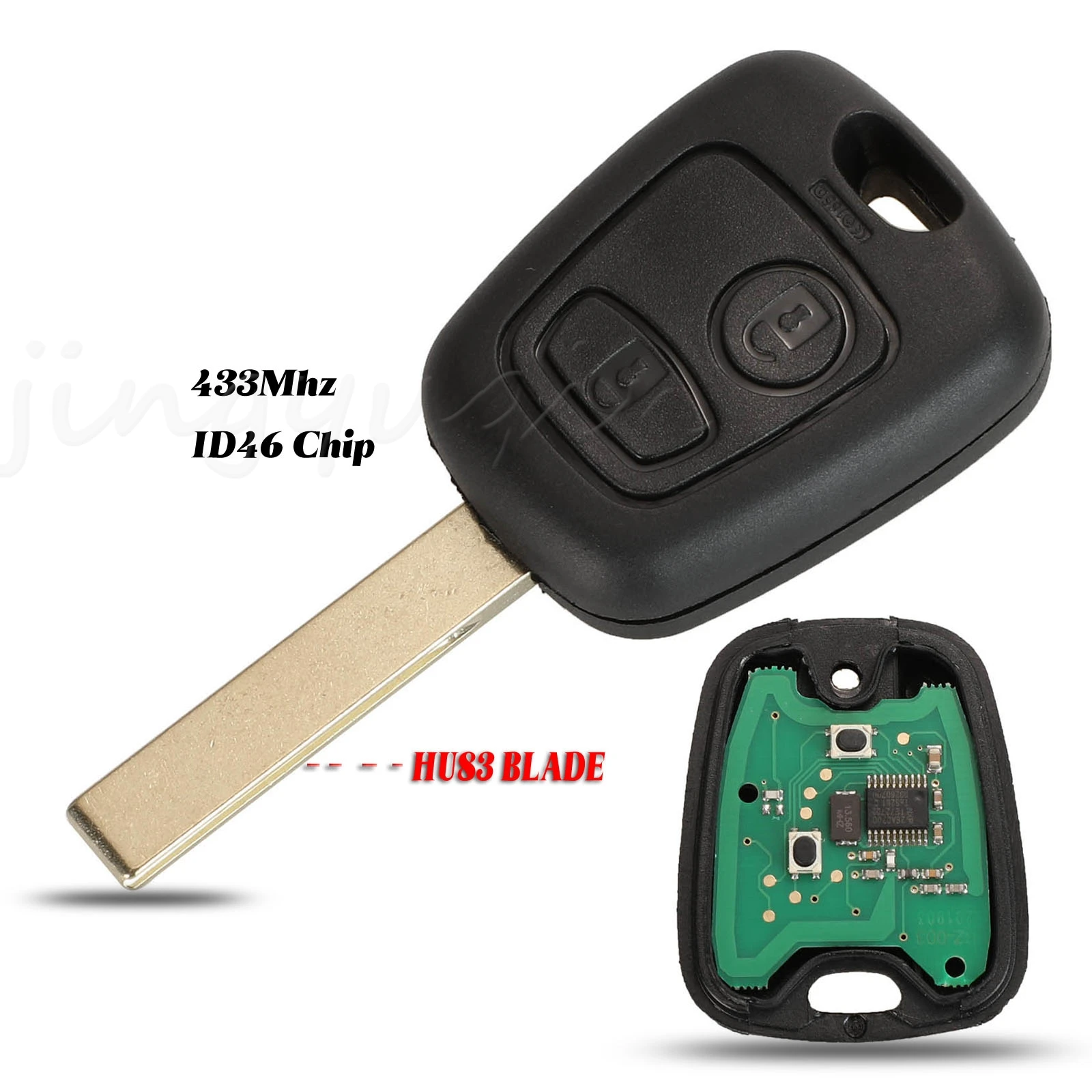 jingyuqin 433MHz ID46 Chip 2 przyciski Zamienny pilot zdalnego sterowania do Citroen C1 C3 do Peugeot 307 Uncut Blank Blade Remtekey