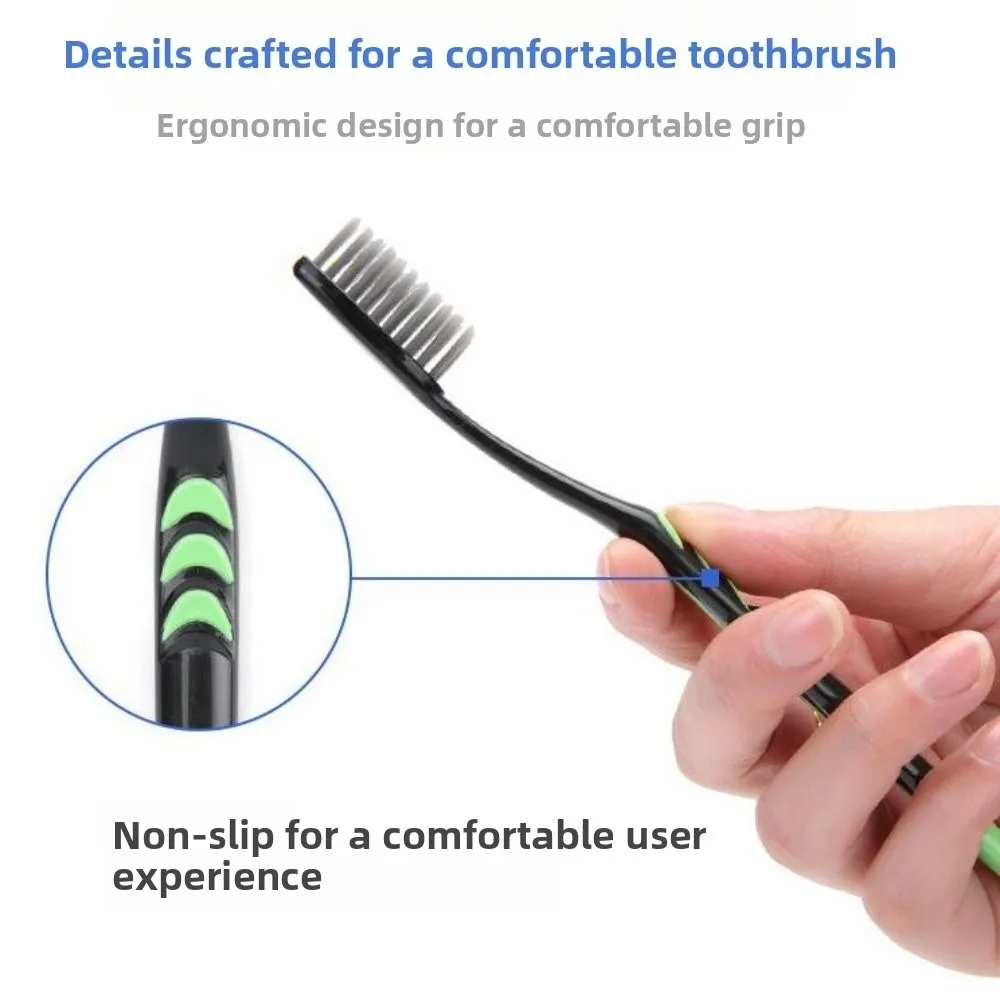 10PCS Ultra-Fine Bristles Bamboo Charcoal Toothbrush Antibacterial Charcoal Infused Family Pack Toothbrush Deep Cleaning