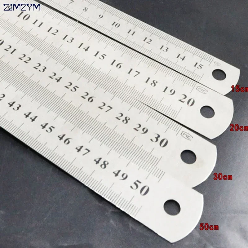 MeaccelerRuler-Règle double face en acier inoxydable, règle droite en métal, règle de précision, 15 cm, 20 cm, 30 cm, 50cm, 6 po, 8 po, 12/15 po
