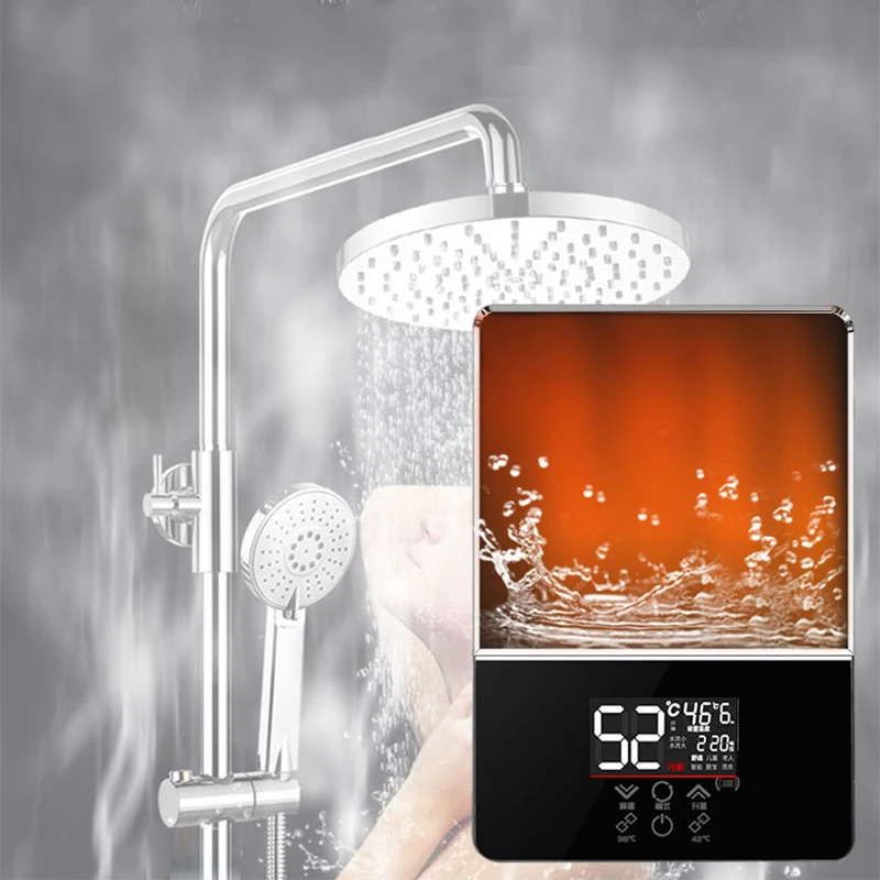 التحكم عن بعد 6000 واط لحظة ترموستات كهربائي سخان مياه ساخن الذكية اللمس سريع التدفئة صنبور الحنفية Tankless الحمام دش