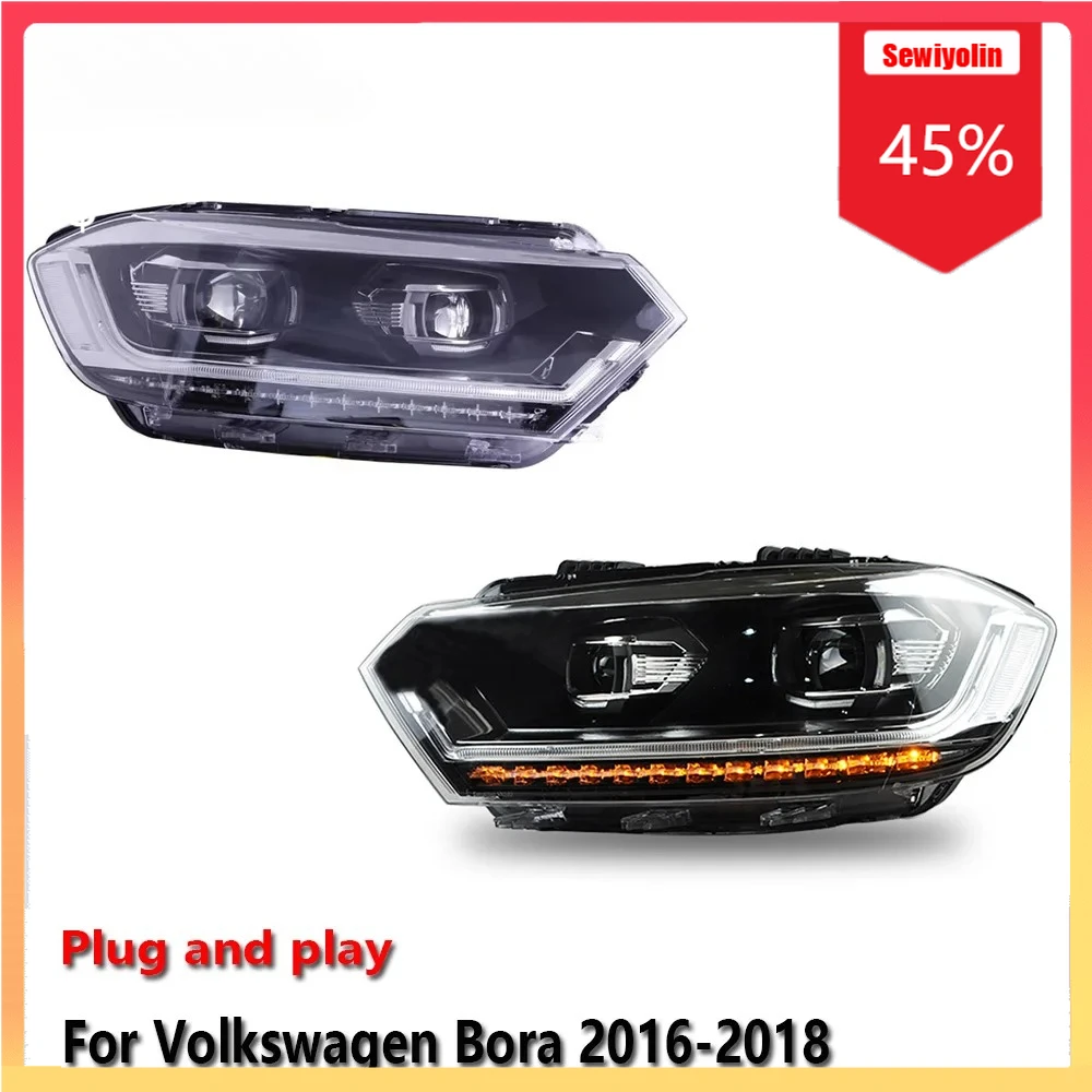 

Car LED Headlight Automobile Parts For Volkswagen Bora 2016-2018 Fog DRL Brake Turn Signal Lamp Plug and Play