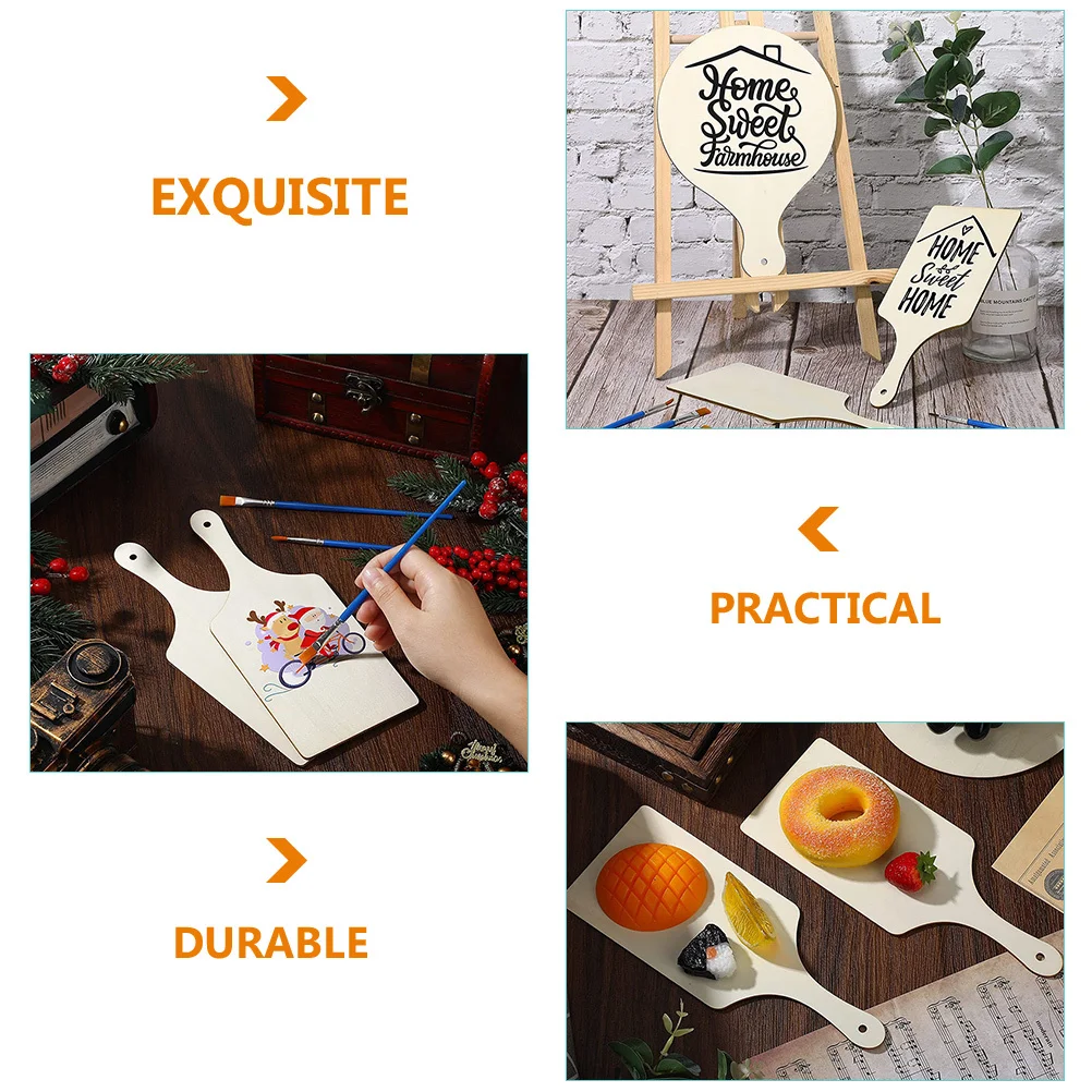 

6pcs Small Chopping Board With Handle Wooden Cutting Board Diy Drawing Decorative Wood Tray Baking Gift Idea Kitchen Bar Tool