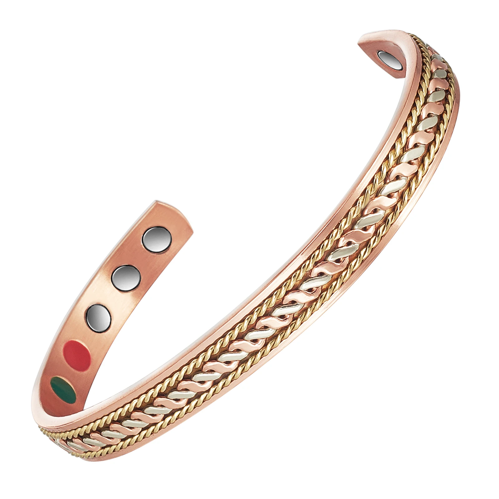 Pulsera magnética de cobre para hombres y mujeres, brazalete trenzado de cobre puro 99.9% con imanes, brazalete ajustable, regalo de joyería