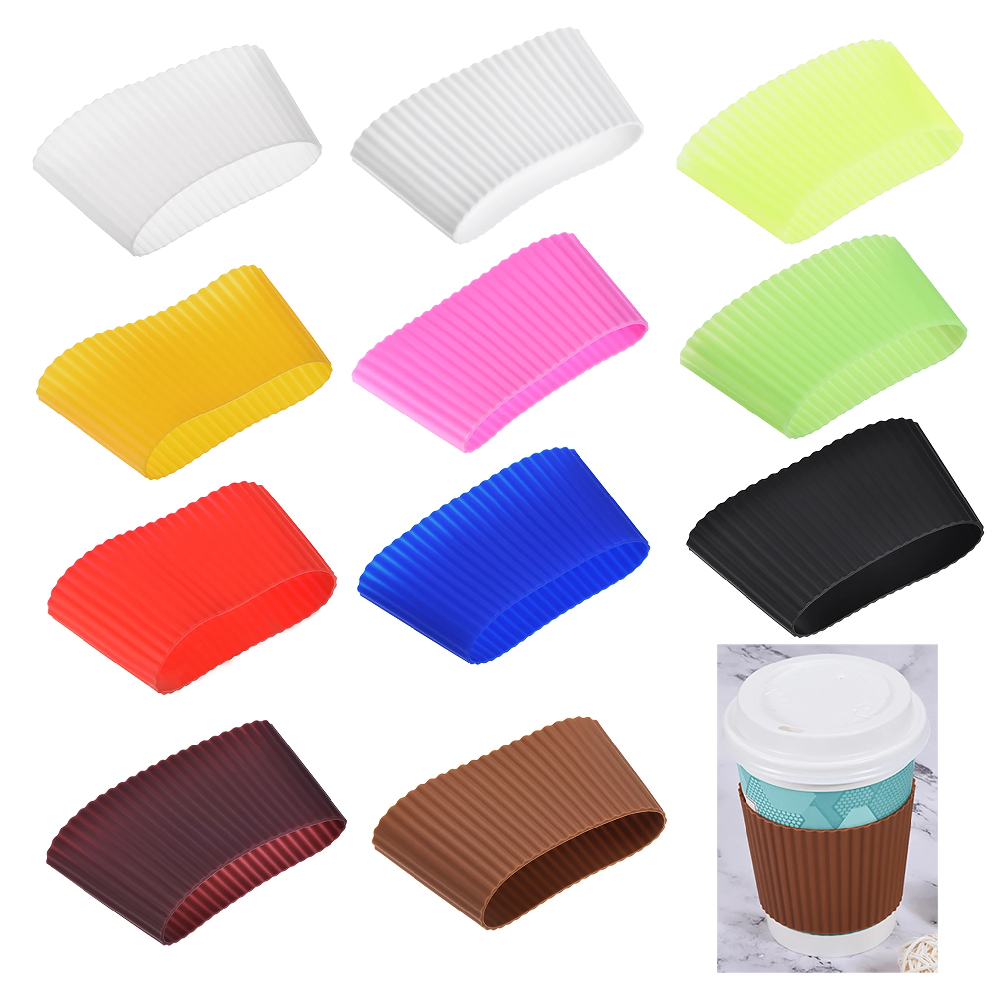 

Uxcell 4Pcs Silicone Cup Sleeve Heat Insulation Bottle Sleeves Non-slip Mug Sleeve Glass Bottle Cover For Mugs Ceramic Cup Wrap