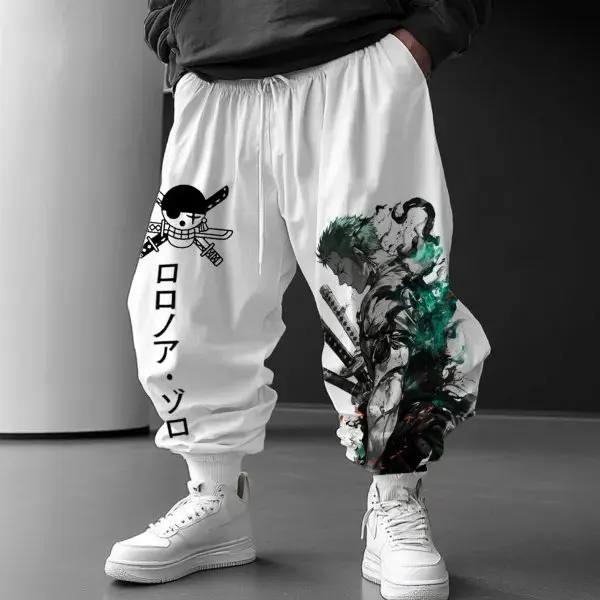 Pantalon de jogging pour hommes, une pièce, Zoro Anime, Streetwear, pantalon de survêtement décontracté, imprimé de dessin animé, mode Hip Hop Y2k, printemps automne