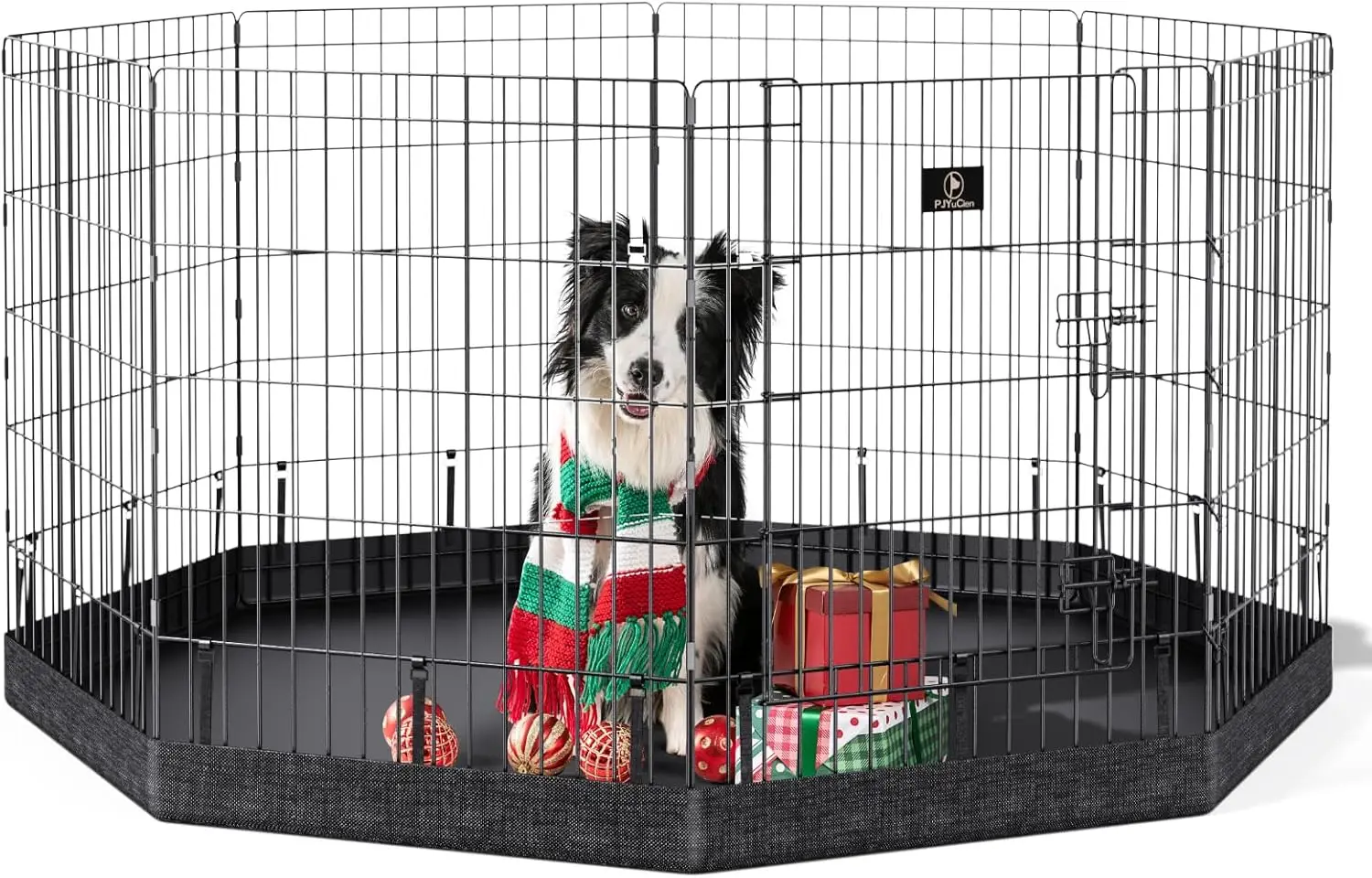 

8-Panel Foldable Dog Playpen, 30''H Indoor Pet Fence with Bottom Pad, Metal Exercise Crate for Small Animals