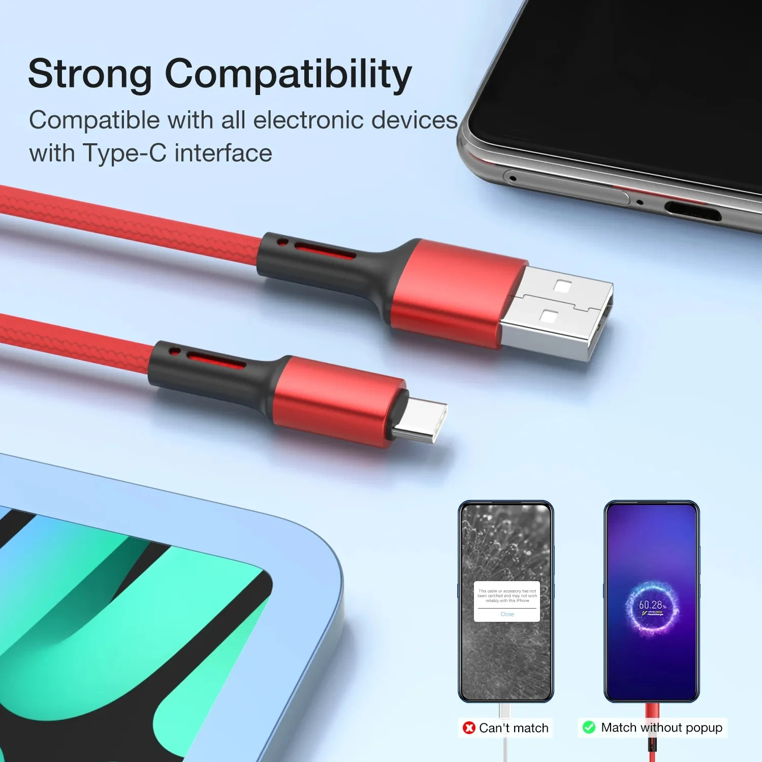 3A Fast Charging USB Type C Cable For Samsung Xiaomi Huawei USBC Type-C Charger Origin Mobile Phone Cord Short Long 0.2m 2m 3m