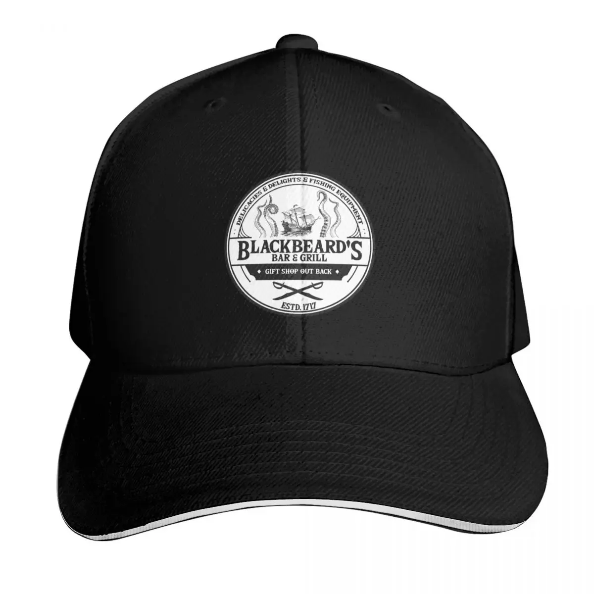 Blackbeard's Bar and Grill Baseball Cap Strapback Dad Hat Six Panel Structured Crown Sun Protection UPF 50+