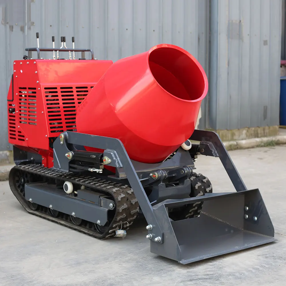 Self Loading Automatic Crawler Concrete Mixer, 450L Hydraulic Tracked Mixing Tank All Terrain for Mud Road Projects