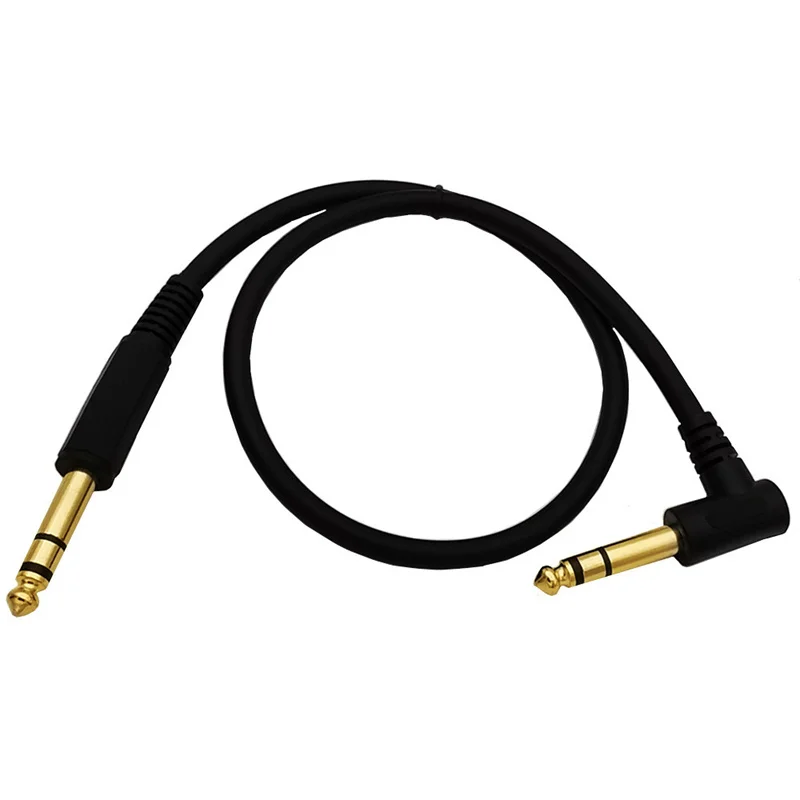 1/4 Inch TRS Instrument Cable Right-angle to Straight 6.35mm Male Jack Stereo Audio Cord 6.35 Balanced Interconnect cable 50cm