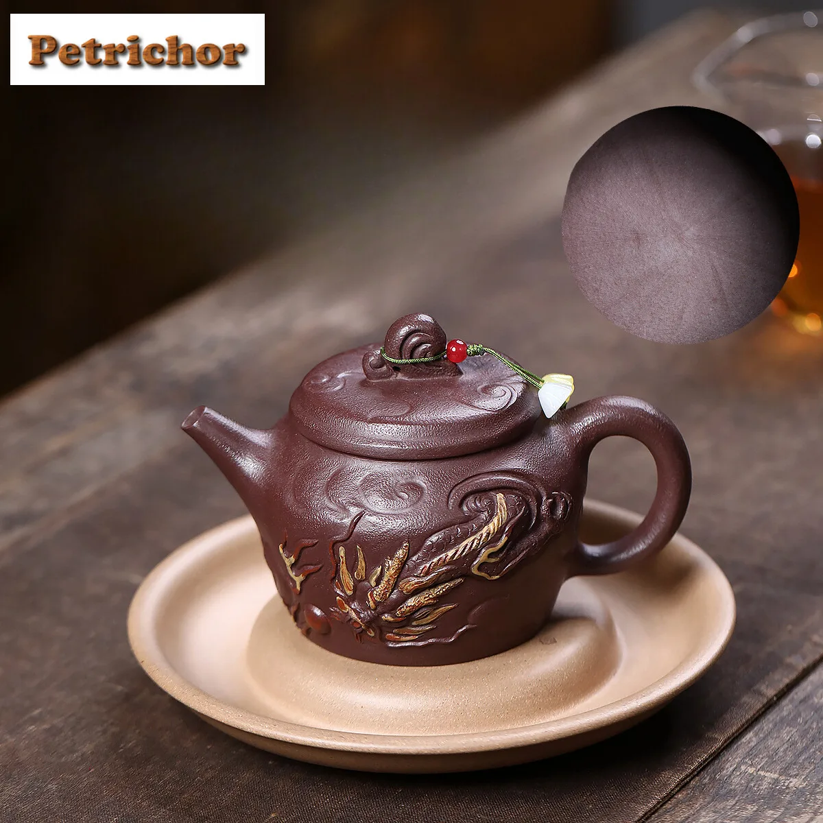 

250 мл креативные чайники из фиолетовой глины Исин, горшок ручной работы с драконом, чайник из необработанной руды, фиолетовая грязь с заварочным устройством, чайный сервиз Цзыша, украшения Ча