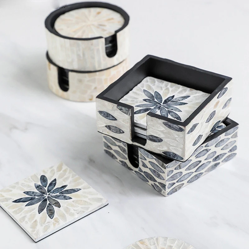 6pcs/Lot European Handmade Color Coaster Natural Insulation Pad Wooden Round Decorative Cushion Table Mat