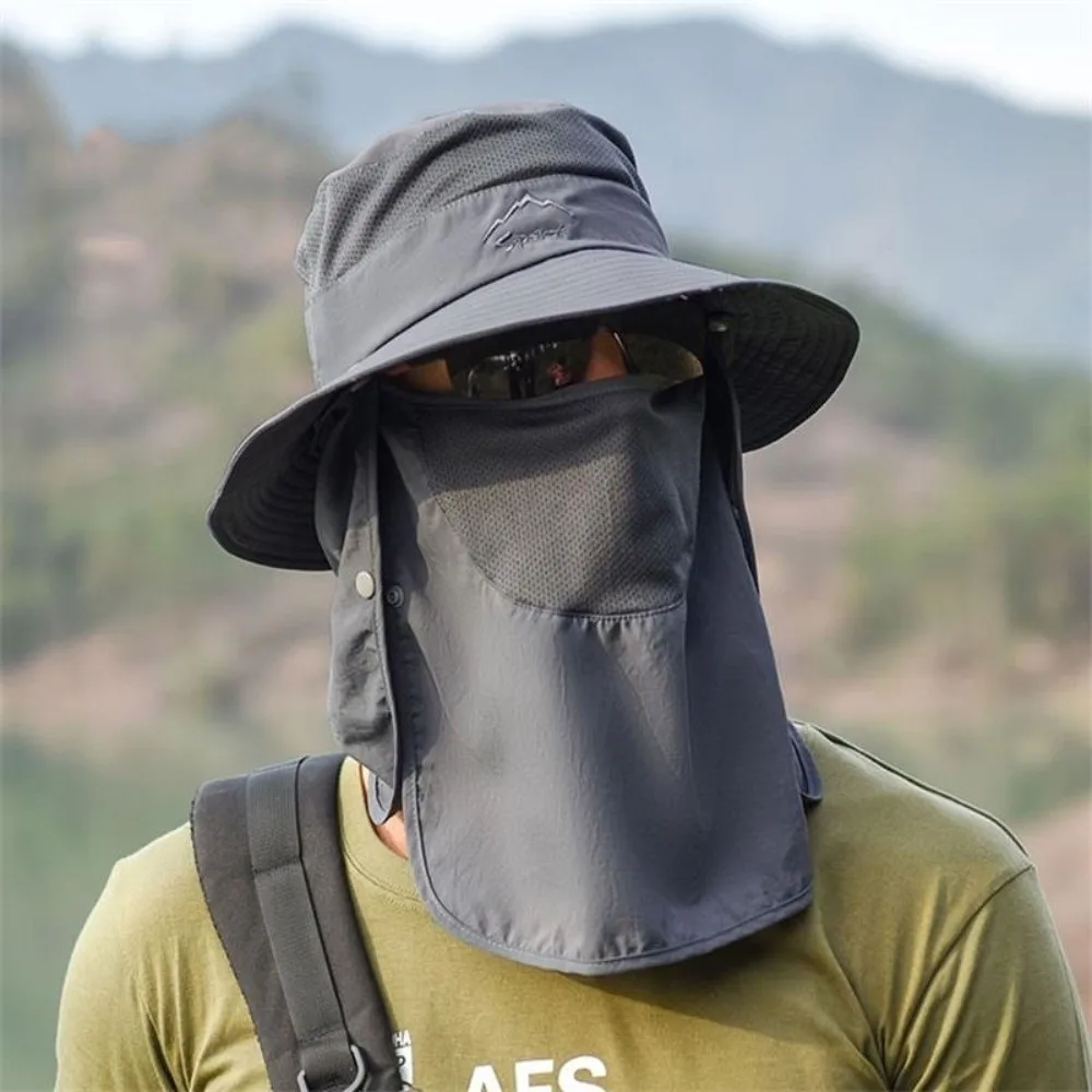 UV Protection Summer Fisherman Cap Quick Drying Removable Neck Flap Removable Visor Hat Face Neck Cover Waterproof Bucket Hat