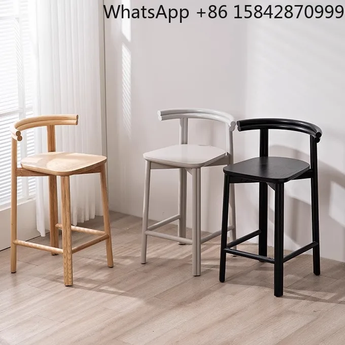 Nordic Italian simple solid wood bar chair