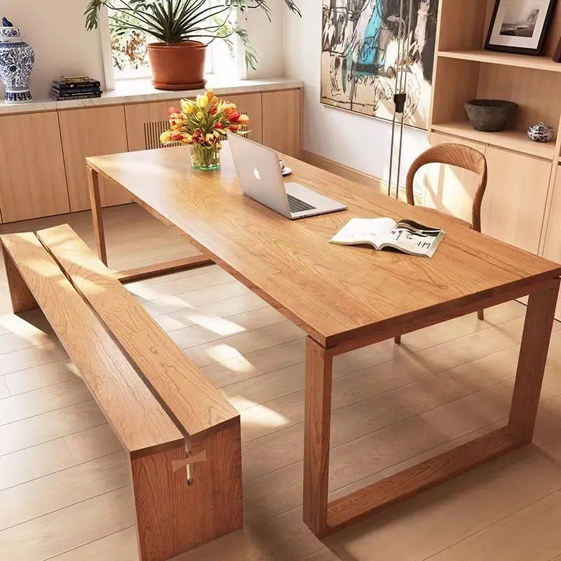 

cherry wood dining table household solid wood Moby dining table desk living room simple worktable long table desk