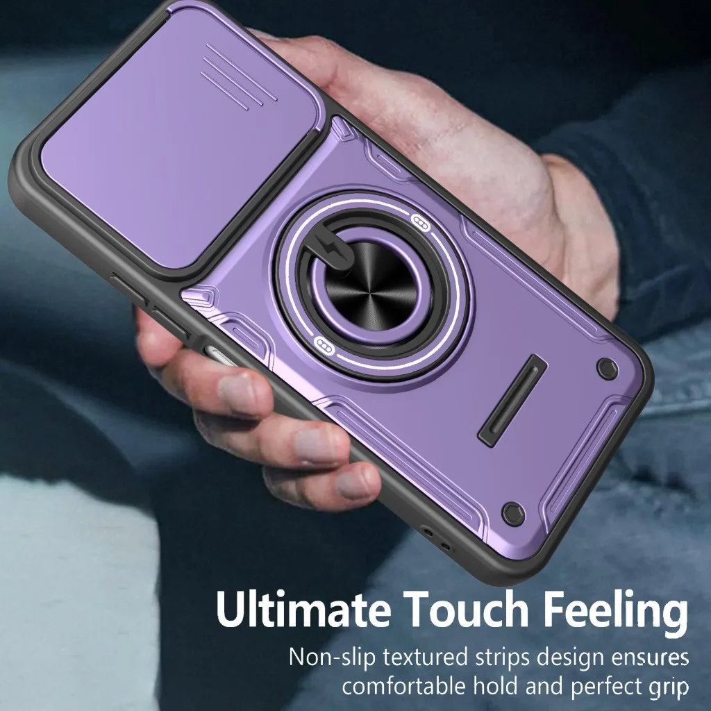 Slide Camera Lens Protector 360° Ring Holder Stand Phone Case for Infinix Smart 10 Hot 60i 60 Pro+ Shockproof Heavy Duty Cover - view 5