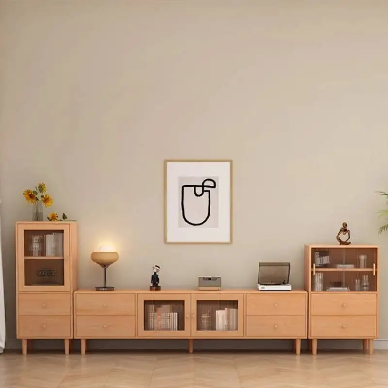 

Small Drawers Tv Cabinet Simple Oak Storage Space Saving Unique Tv Cabinet Solid Wooden Floor Muebles Para Hogar Furniture