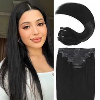 120G/8 Uds Clip recto Ins 100% extensiones de cabello humano sin procesar cabello virgen brasileño Remy cabeza completa negra Natural para mujeres