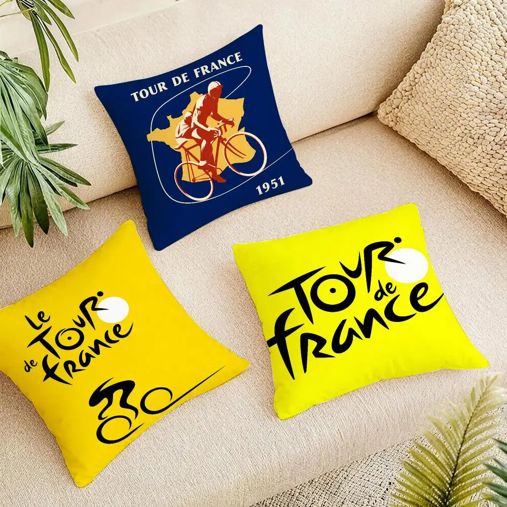 Elite Event Tour de France Cushion Cover Short Plush Pillowcase, Washable Wrinkle Resistant Cover for Bedroom Gift