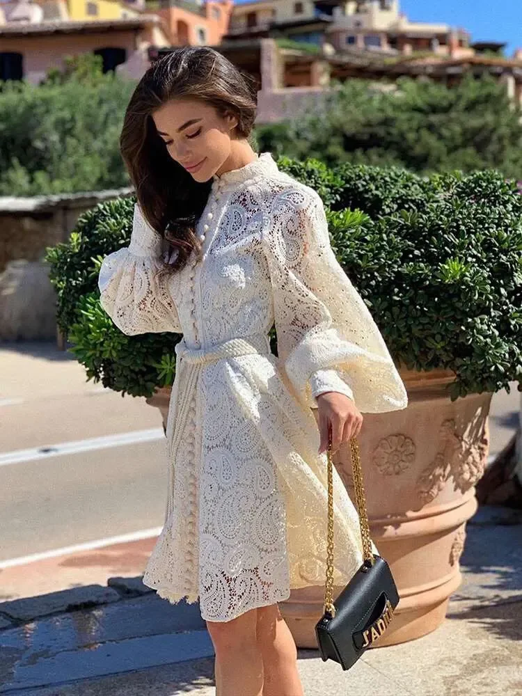 Bordado novo outono único breasted sólido senhora vestido completo uma linha presente do feriado da menina puff manga botão feminino meados de bezerro vestidos