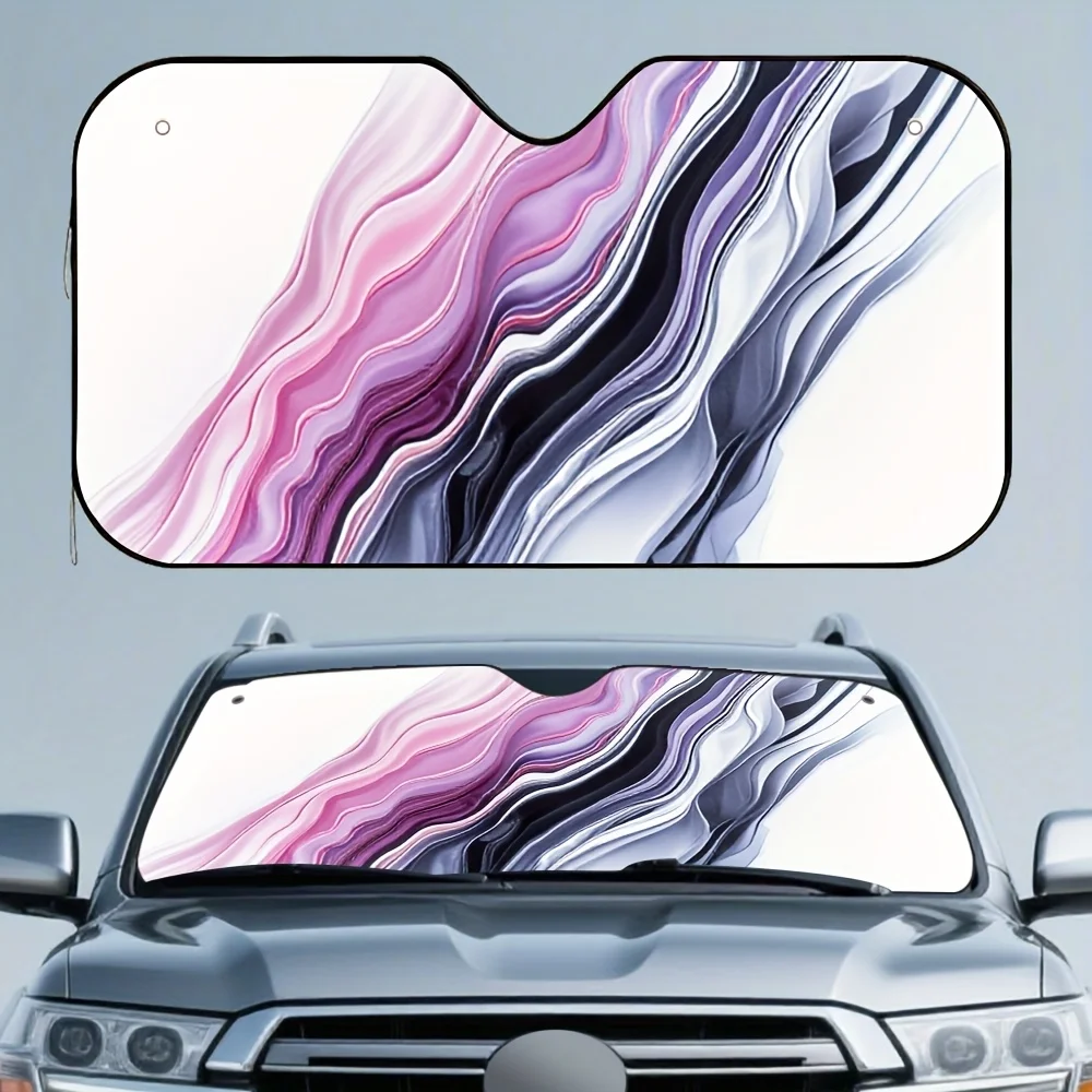 1pc Abstract Soundwave Pattern Car Sun Visor - Fit For All Vehicles, Reduces Sunburn Sensation, Maintains Comfortable Interior T
