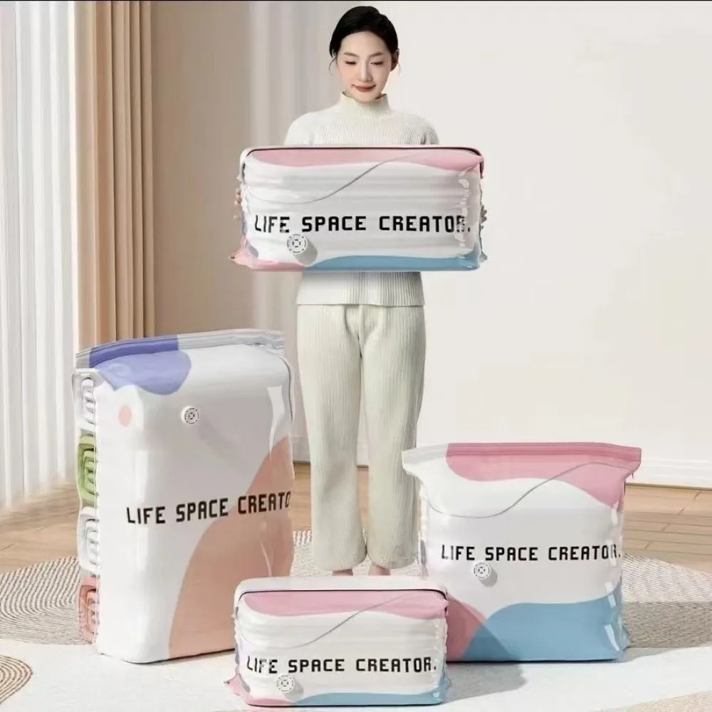 Sacs de rangement sous vide à pression et à sceller, design de compression pour économiser de l'espace, sacs sous vide sans pompe, compression en cube, réutilisables