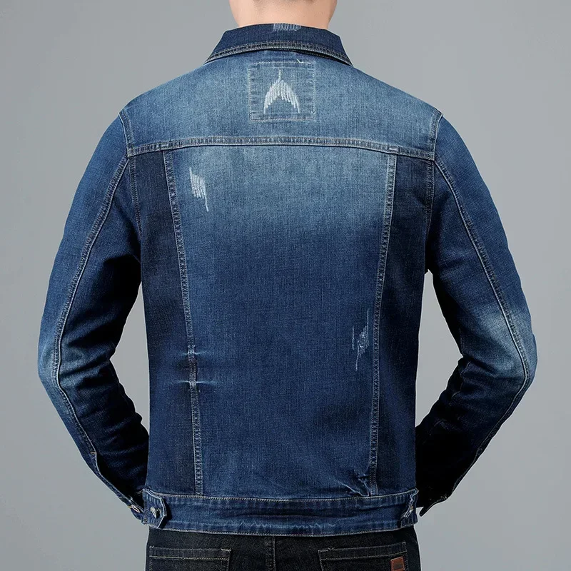 2025 New Spring New Men's Casual Cotton Denim Jacket Classic Style Fashion Slim Washed Retro Blue Jeans Coat Male Brand Clothing