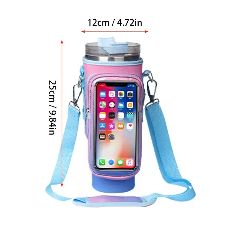 Bottle Pouch Holder 40 Oz Bottle Sling Bag Sleeve Pouch Holder Adjustable Padded Handle Strap Insulated Bottle Carrier Sleeve