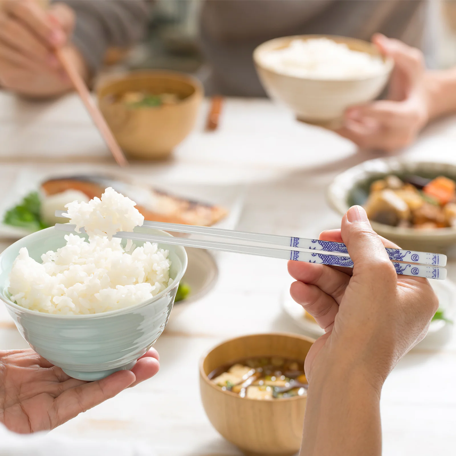 

5Pairs Blue White Porcelain Chopsticks Ceramic Long Reusable Chopsticks for Home Restaurant Asian Dinner Sushi