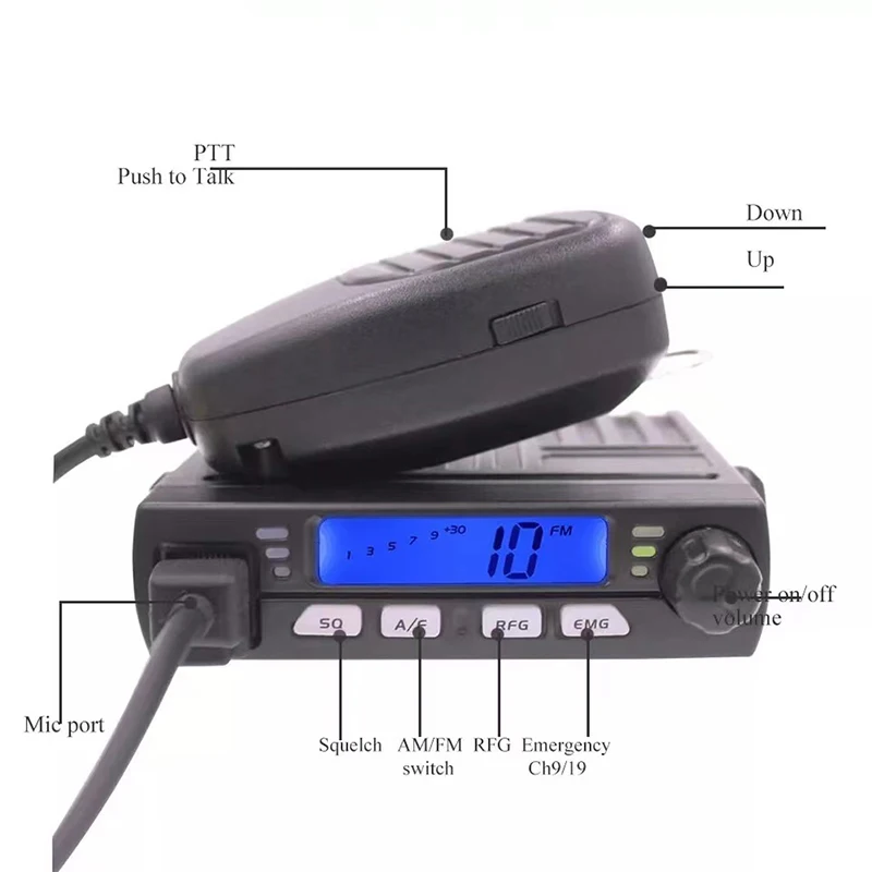 SD-CB26 車載用トランシーバー 緊急チャンネル搭載 ポータブルCB無線 26-27周波数対応