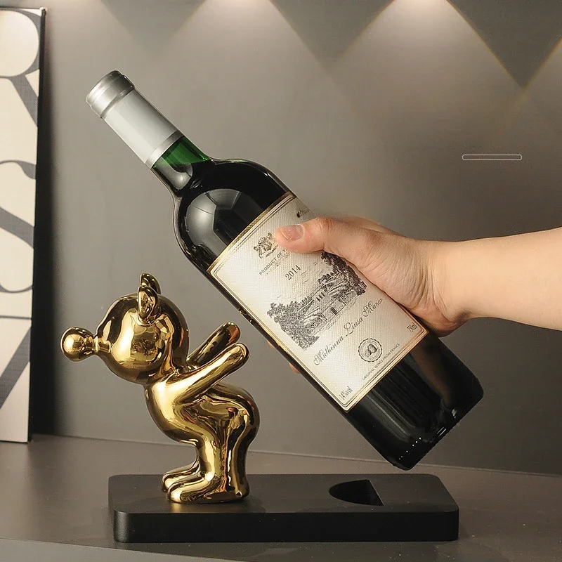 Bear Wine Oil Bottle Holder FigurineWine Rack Decoration Wine Cabinet Decoration Home Entrance Dining Table Cabinet Decoration