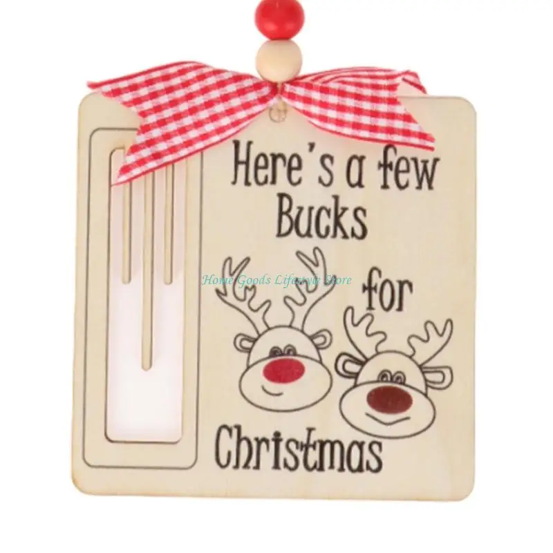 E74E Portable Wooden Christmas Decorative Clip Natural Finish Easy Hanging Accessory For Tabletop Mantels Shelf Styling