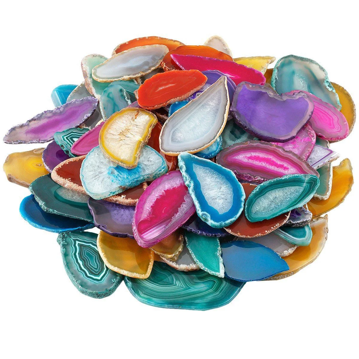 Natural Agates Slices Irregular Flat Agates Stone Cards Druzy Geode Slice for Art Decor DIY Name/Wedding Card 30-50mm