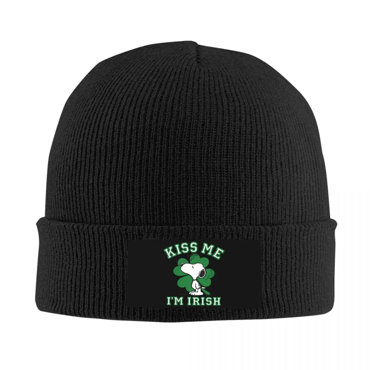 Custom Snoopys Kiss Me I'm Irish Skullies Beanies Caps Unisex Winter Warm Knitting Hat Street Adult Bonnet Hats Outdoor Ski Cap