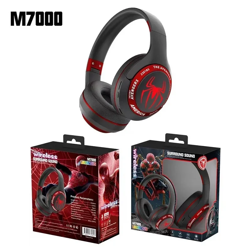 Disney Marvel Headphones Bluetooth Wireless Foldable Spider Man Earphones Stereo Noise Cancellation Gaming Headset Anime Cartoon