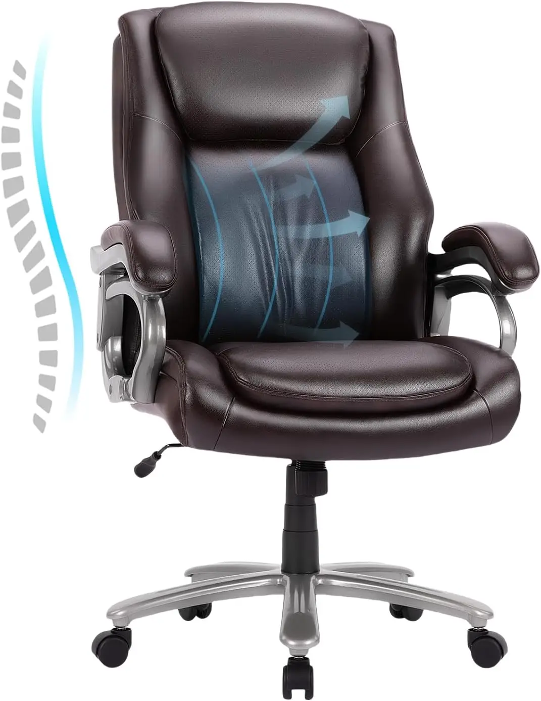 

Big And Tall Office Chair 400Lbs-Heavy Duty Executive Computer Desk Chair With High Back, Metal Base, Ba Support For Heavy