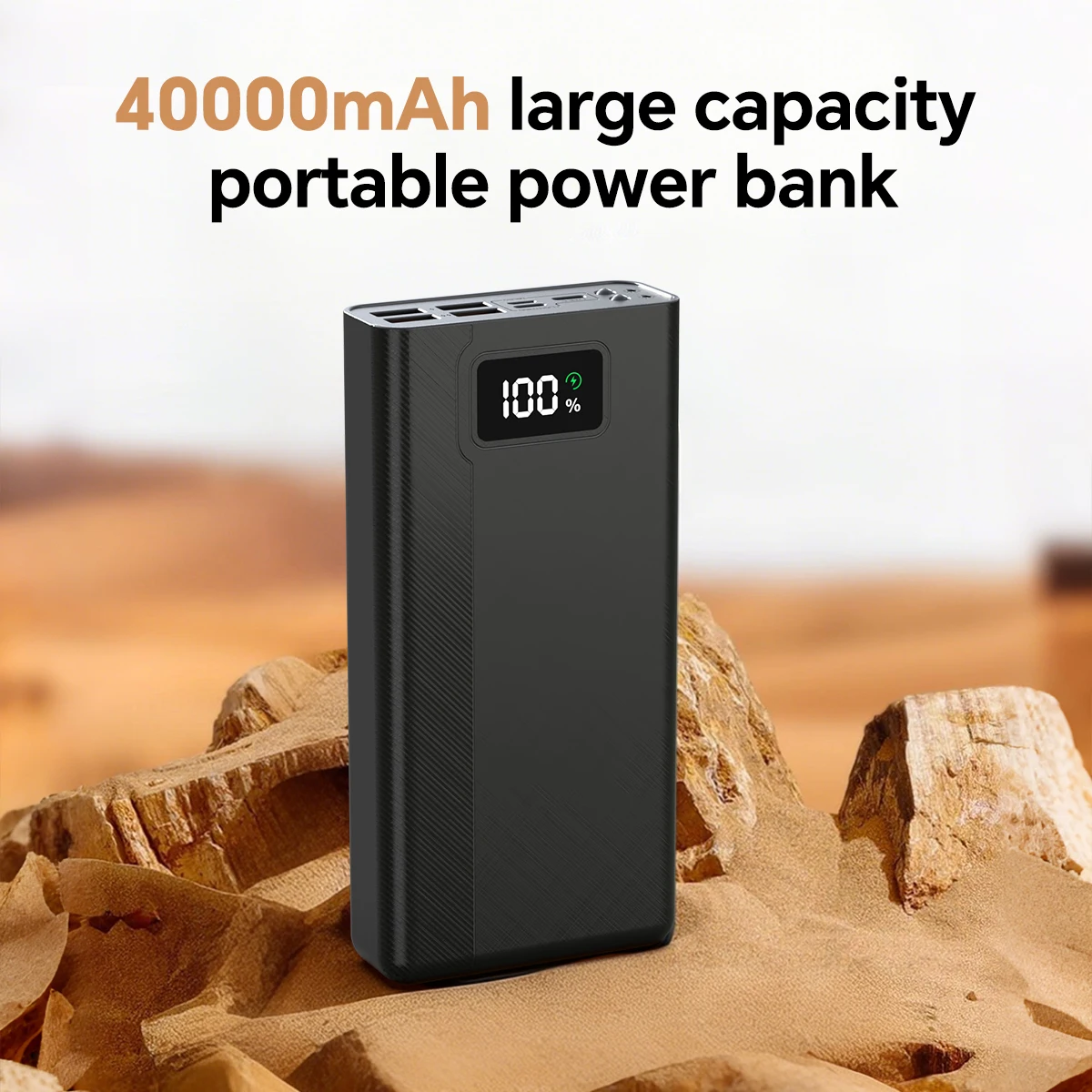 Banco de energía móvil portátil de gran capacidad de 40000mAh, 4 salidas y 3 entradas, con pantalla LED de alimentación, adecuado para la mayoría de los dispositivos electrónicos