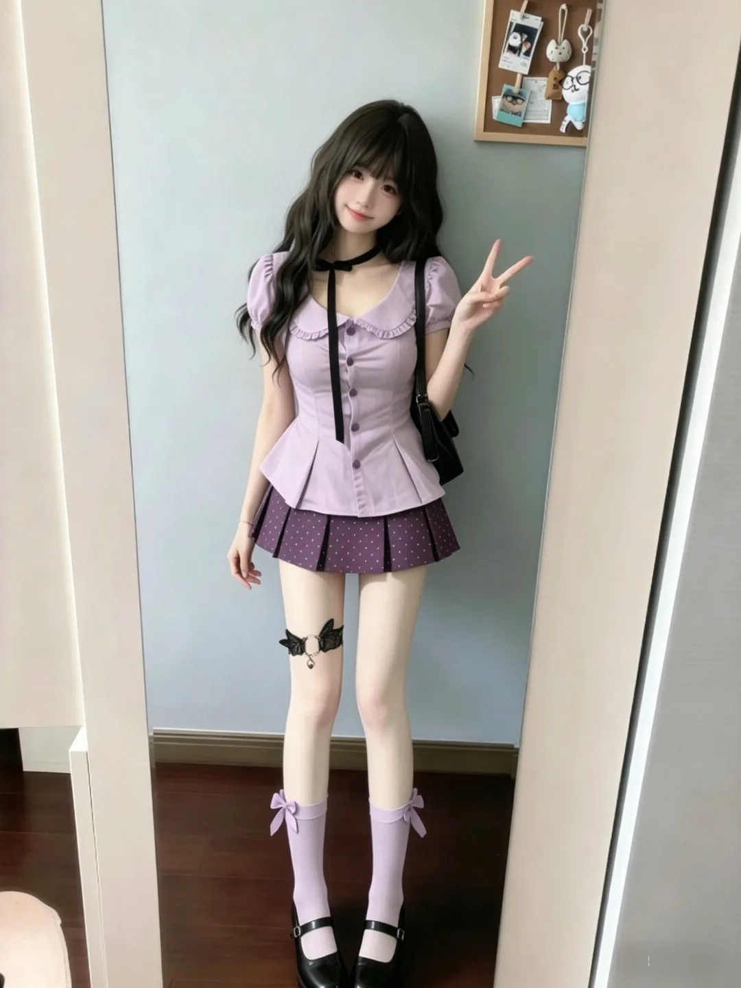 

Gentle Wind Unique Beautiful Purple Two-Piece Set Shirt And Half Skirt Summer Fashion Women's Comfortable Cotton Casual Outfit