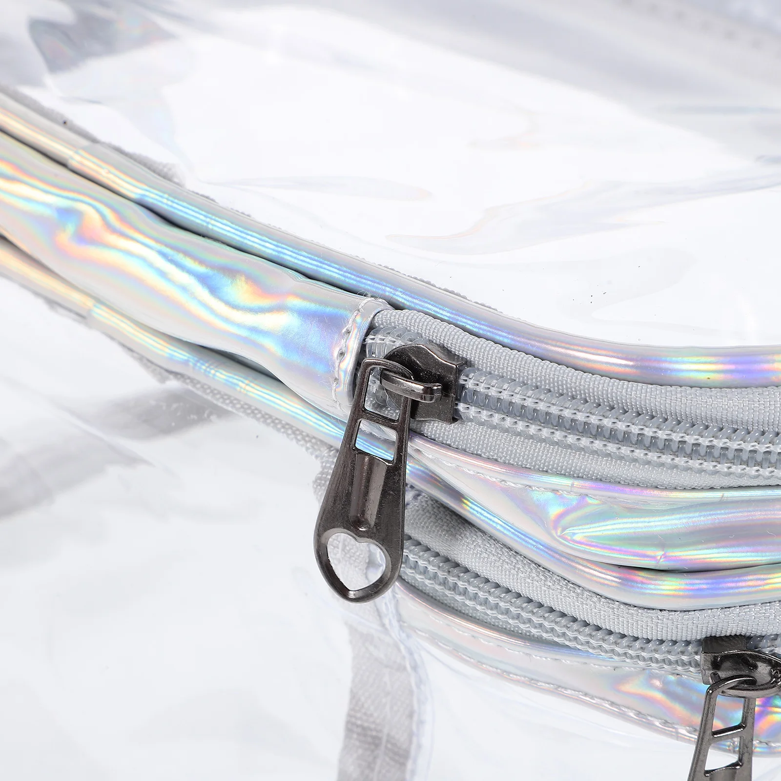 

Transparent Double Layer Large Capacity PVC Makeup Bag Silver Waterproof Toiletry Bag Travel Storage Pouch Brush Holder