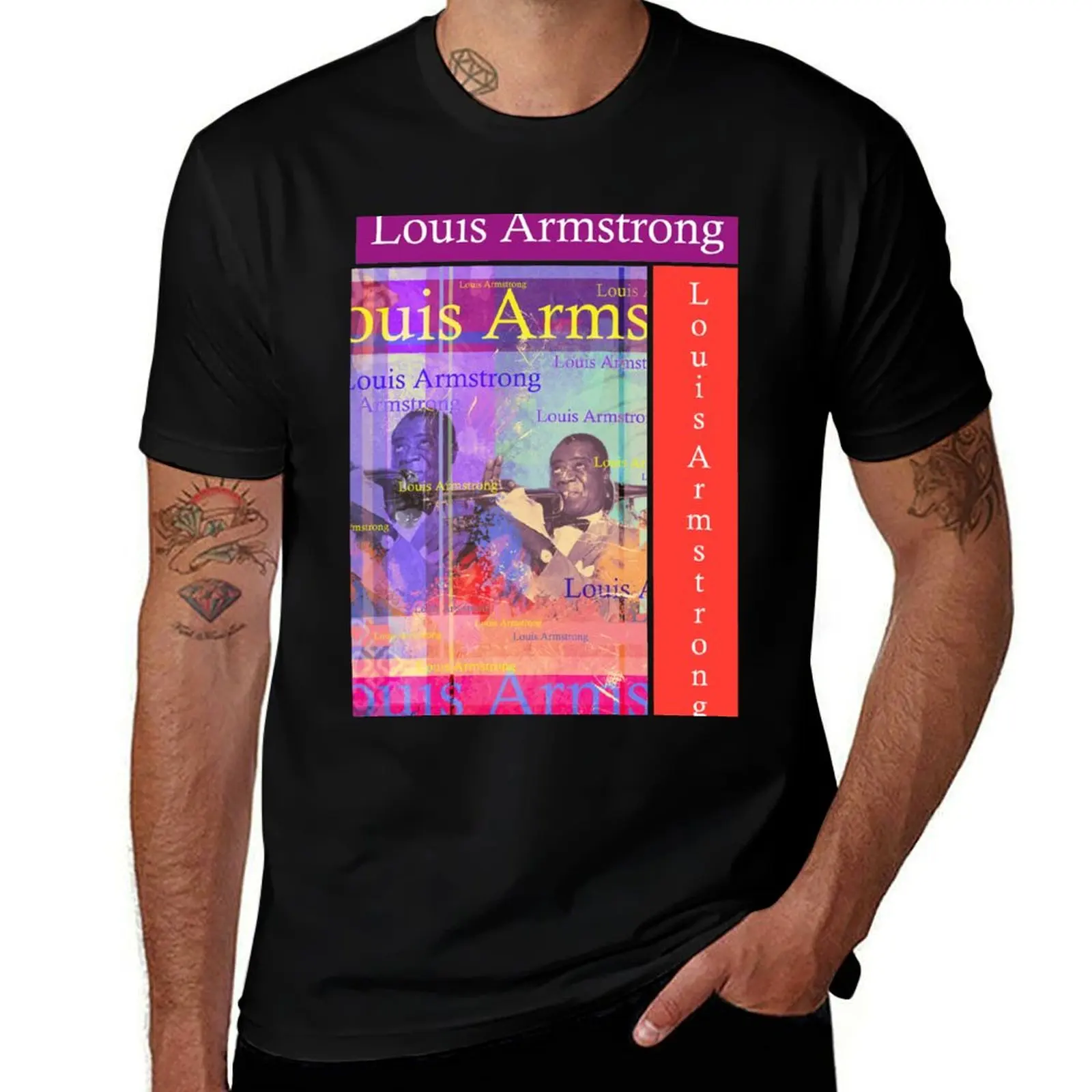 aesthetic Louis Armstrong portrait, Satchmo T-Shirt Gym Wear Breathable Short Sleeve Tee T-Shirt
