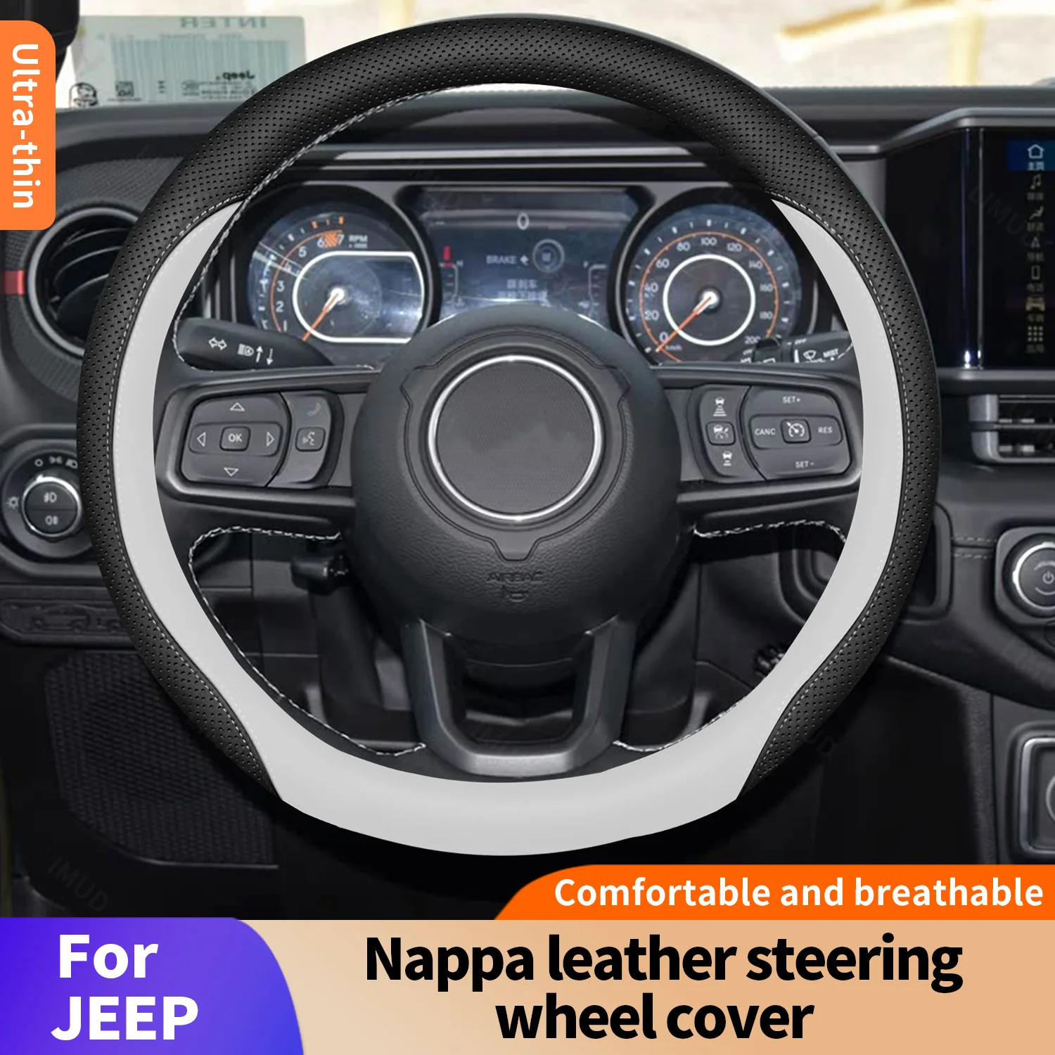 لسيارة جيب رانجلر جراند شيروكي شيروكي كومباس رينيجيد جلاديتور غطاء عجلة قيادة السيارة جلد نابا سهل التركيب